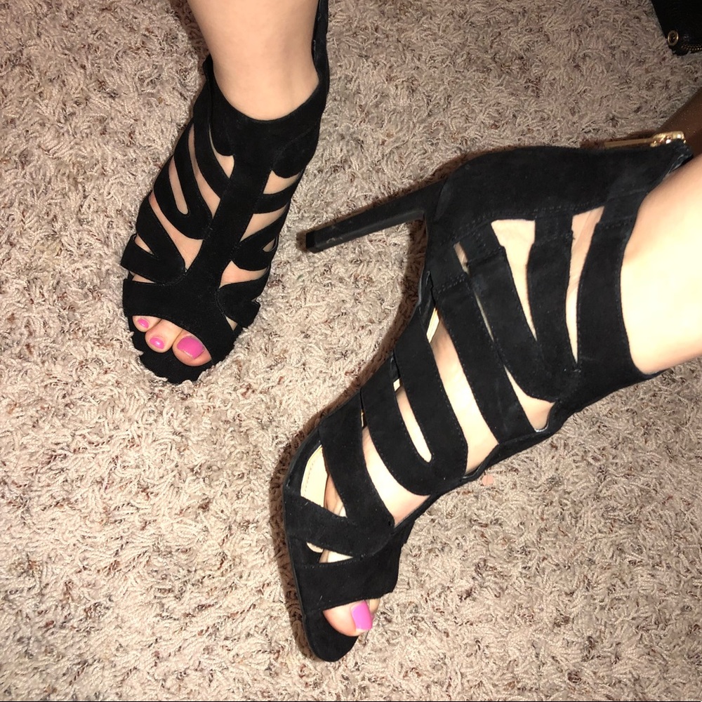 Black suede cutout Jessica Simpson heels